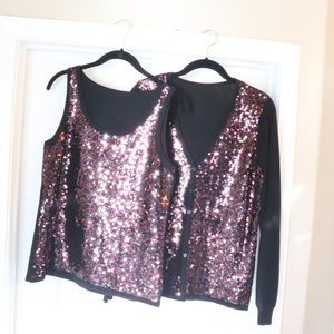 Sequin Sweater Set / Tank + Cardigan